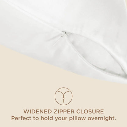 Close-up of a pillow with a widened zipper closure on a beige background