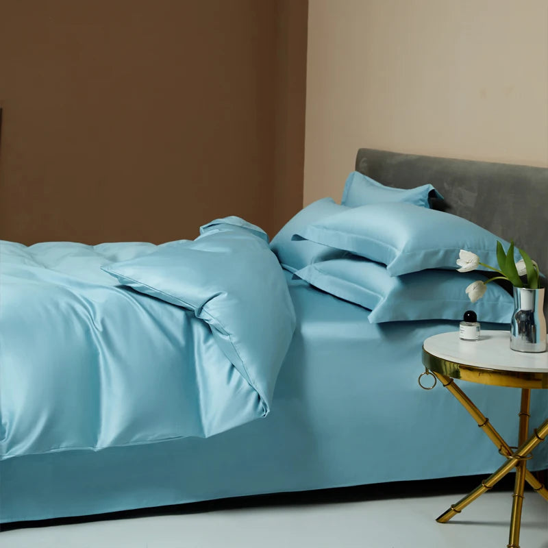 Egyptian Long Staple Cotton Bedding Set Single Double Queen King Size Duvet Cover Luxury Solid Color Quilt Cover Set