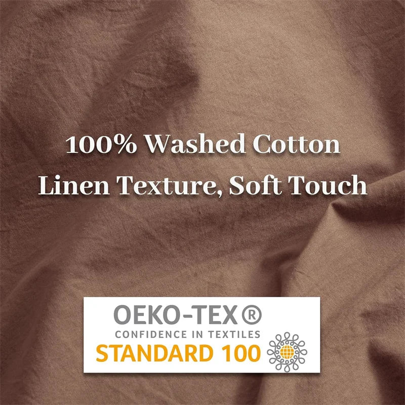 100% Washed Cotton Duvet Cover 600TC+ - Soft Solid Color Comforter Cover