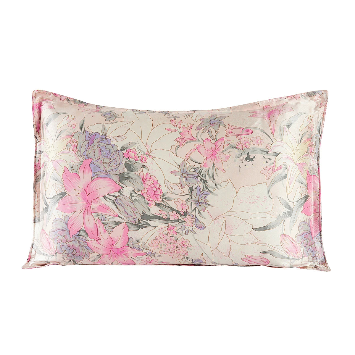 Floral patterned pillow on a white background