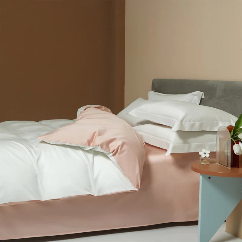Egyptian Long Staple Cotton Bedding Set Single Double Queen King Size Duvet Cover Luxury Solid Color Quilt Cover Set
